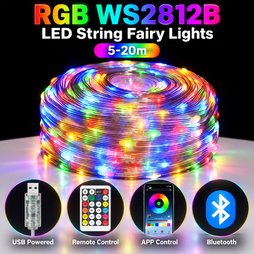 Ws2812B Strip 5V - ไฟประดับ LED แบบสาย 5-20 เมตร WS2812B