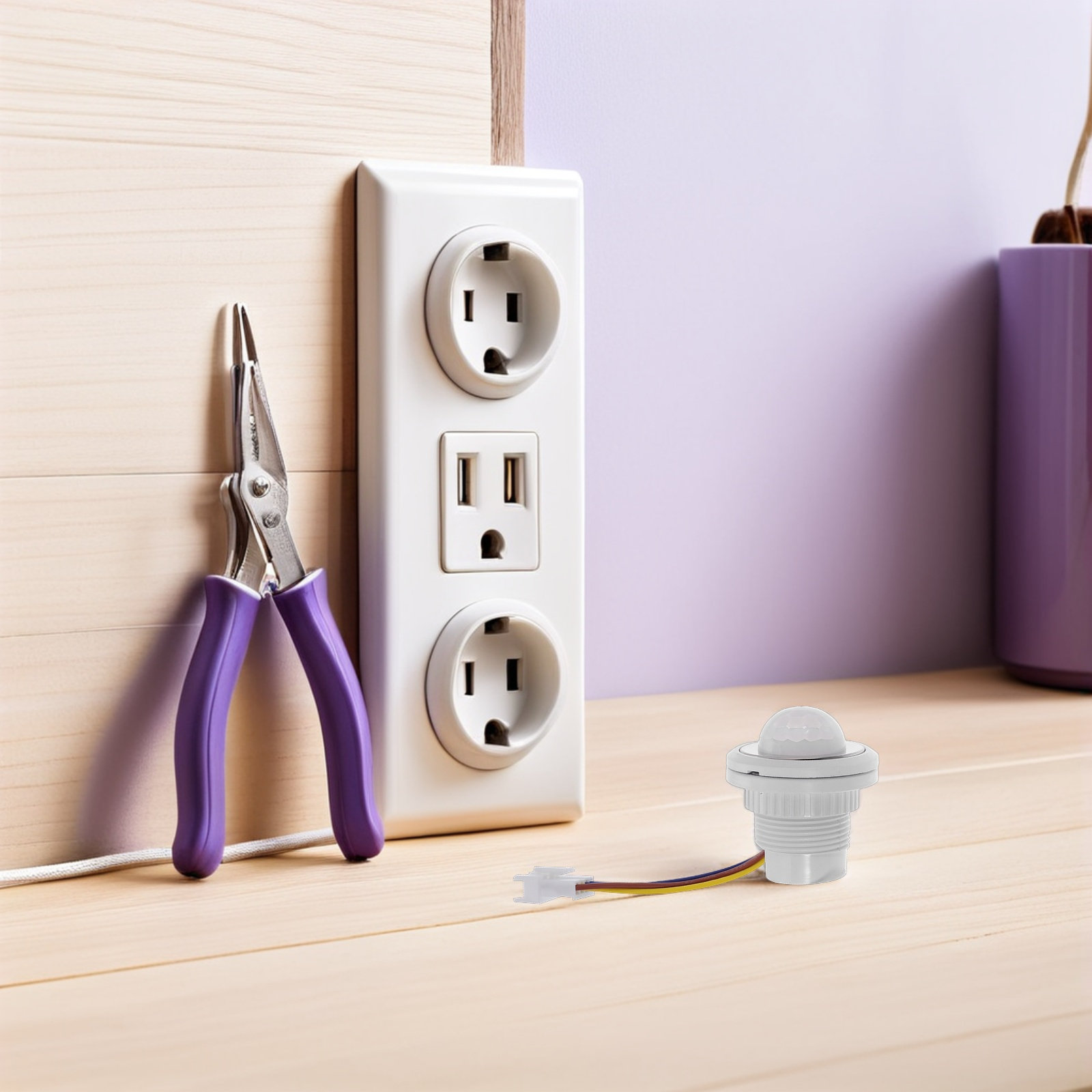 Pir Motion Sensor - สวิตช์ไฟเซ็นเซอร์ตรวจจับความเคลื่อนไหว ตัวควบคุม PIR อินฟราเรด ปรับความหน่วงเวลาและความไวของแสงได้ ตรวจจับร่างกายมนุษย์