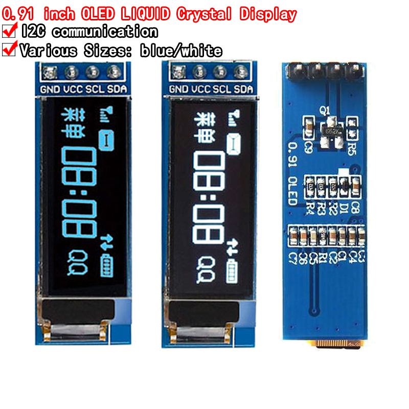 Ssd1306 - 0.91 นิ้วโมดูลแสดงผล OLED สีขาว/สีฟ้า OLED 128X32
