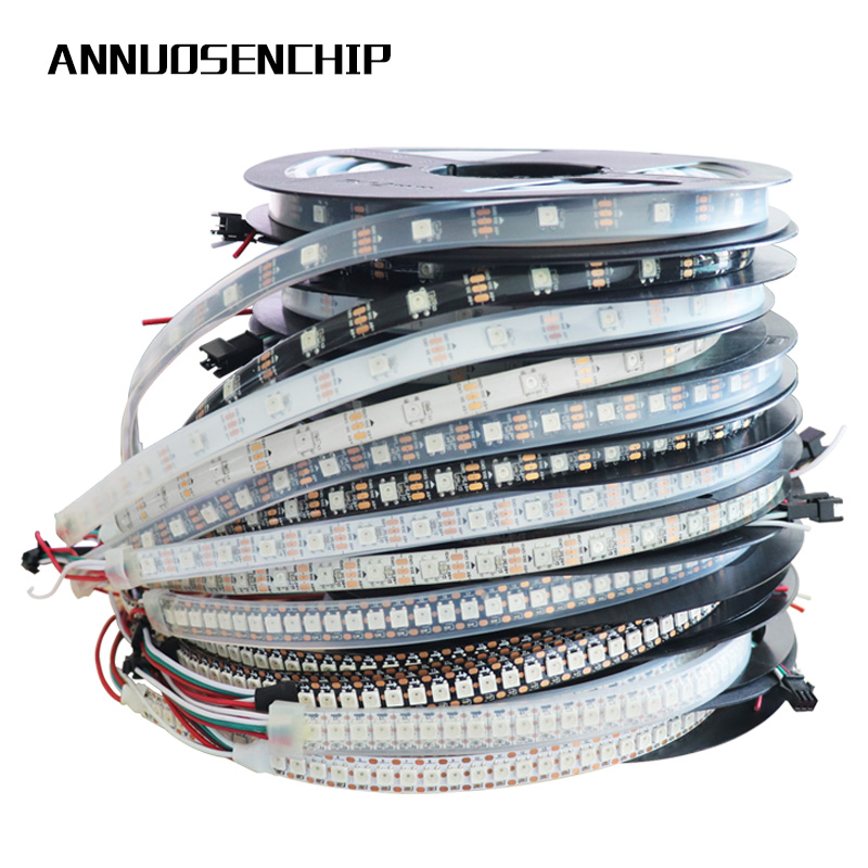 Ws2812B Strip 5V - 1M/5M WS2812B 30/60/144 Leds/M Smartled พิกเซล