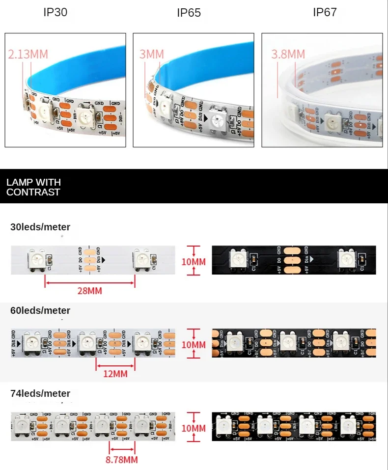 ไฟแถบ LED อัจฉริยะ WS2812B 30/ - Ws2812B Strip 5V บทวิจารณ์และราคา