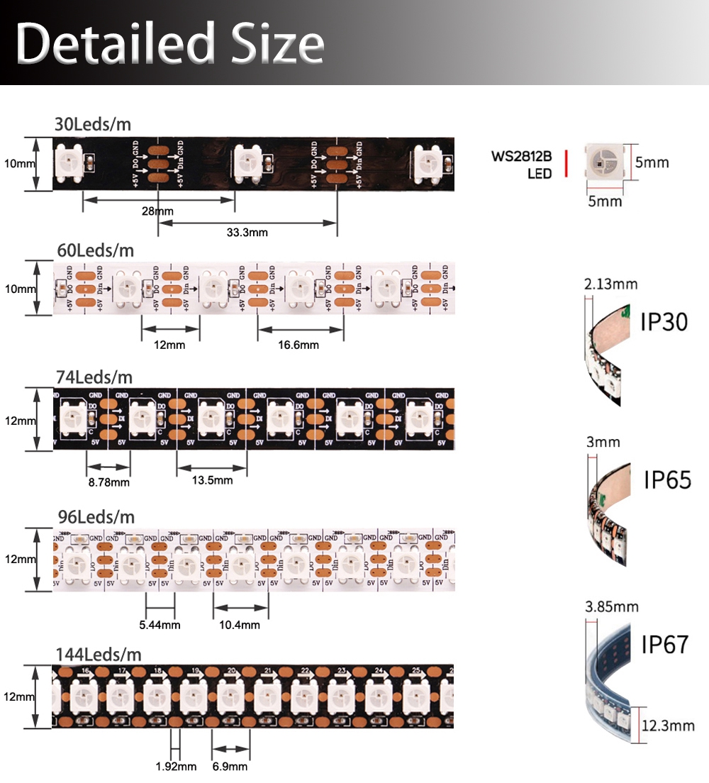 WS2811 WS2812B WS2813 WS2815 5 - Ws2812B Strip 5V บทวิจารณ์และราคา