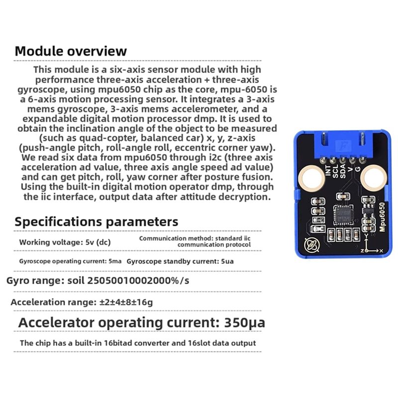 [EYEL!NEW!】โมดูลเซ็นเซอร์หกแกน - Mpu6050 บทวิจารณ์และราคา