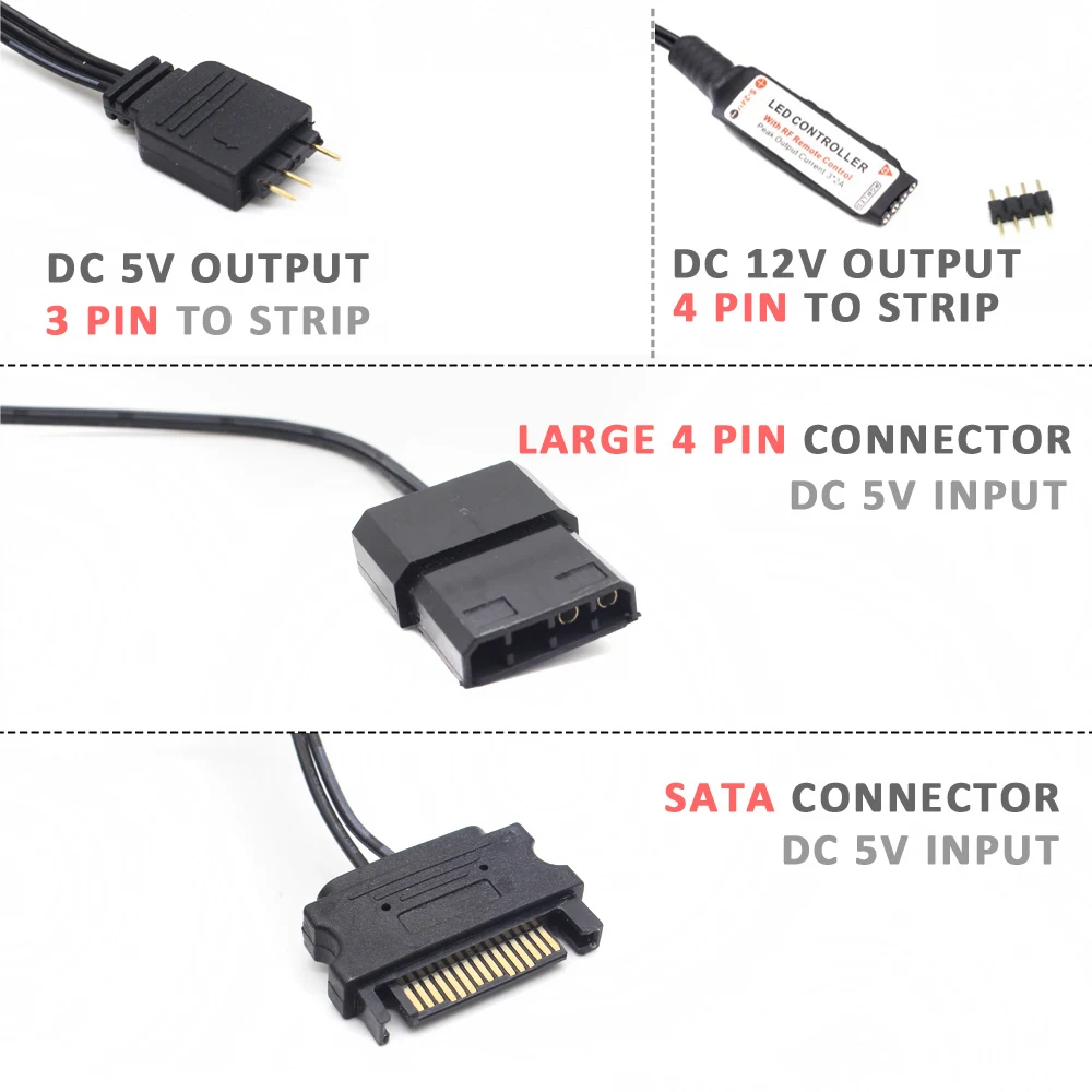 SATA Molex RGB Controller 5V 3 - Ws2812B Strip 5V บทวิจารณ์และราคา