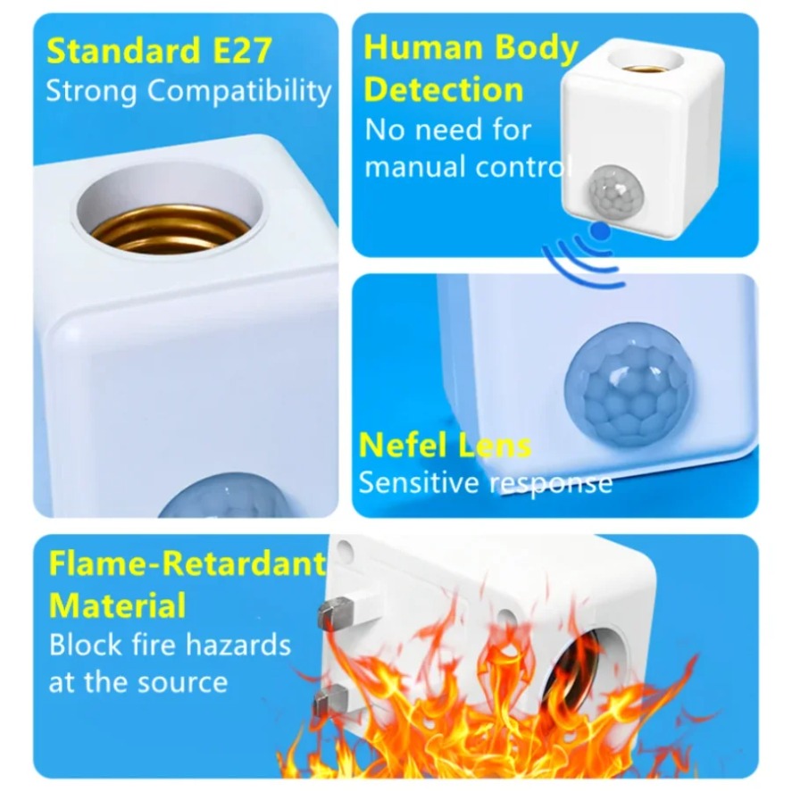 ฐานหลอดไฟพร้อมเซ็นเซอร์ตรวจจับ - Pir Motion Sensor บทวิจารณ์และราคา