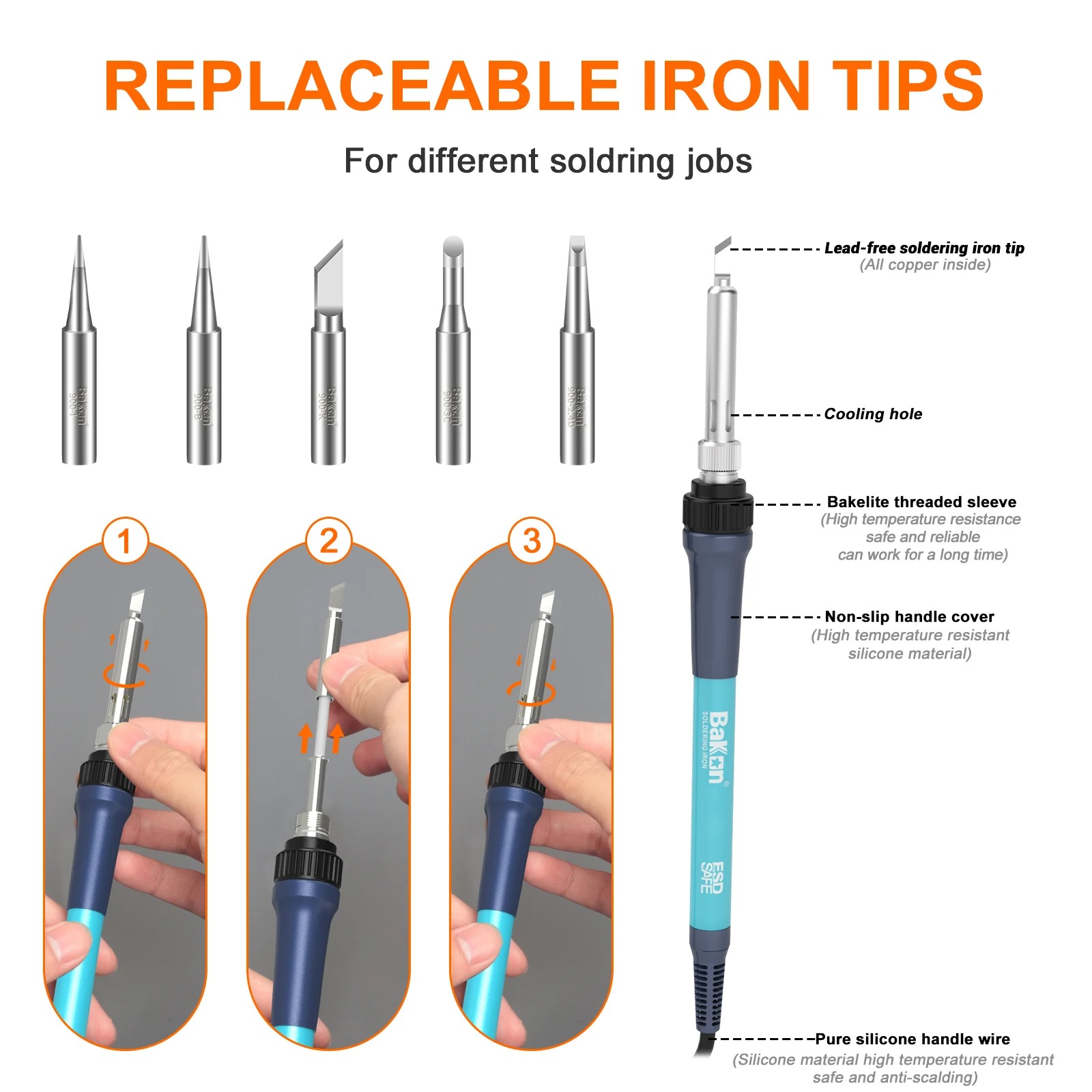 สถานีบัดกรี Bakon BK969 90W เค - Soldering Iron Temperature Probe บทวิจารณ์และราคา