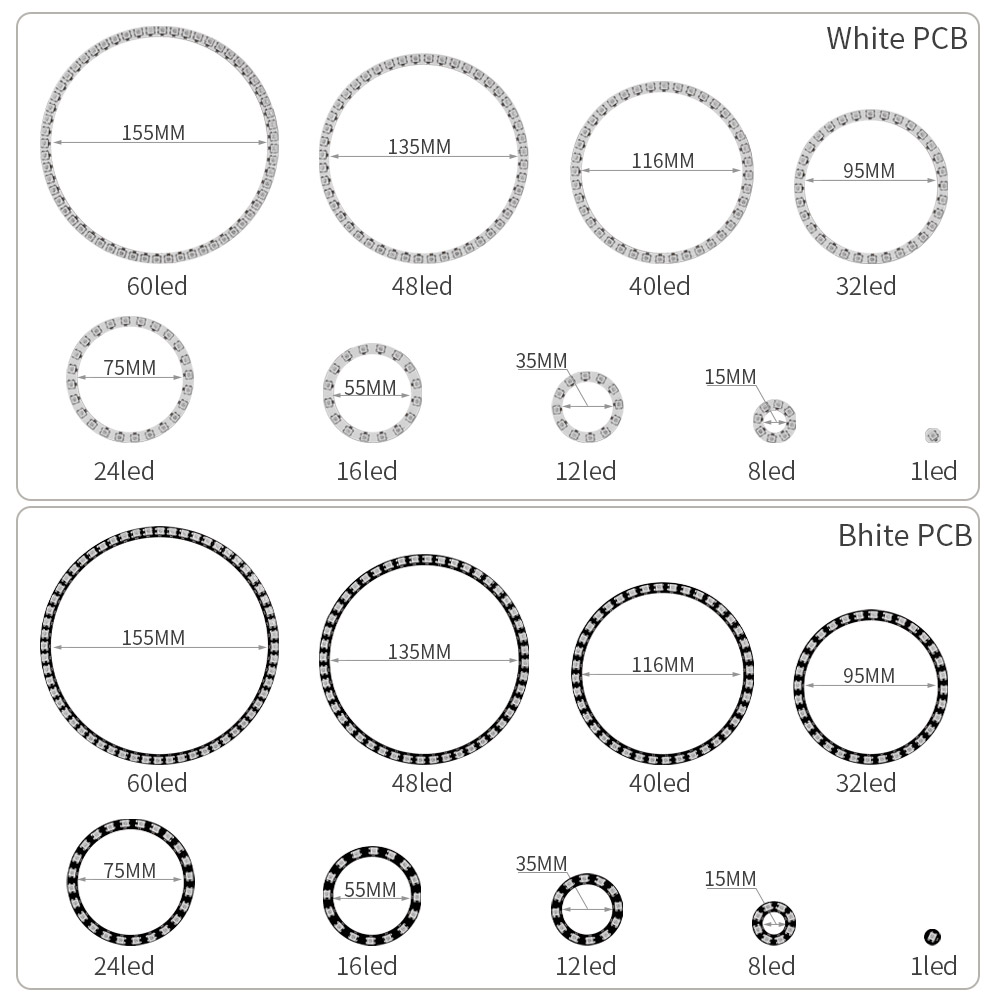 WS2812B RGBIC LED แหวนแอดเดรสแ - Neopixel บทวิจารณ์และราคา