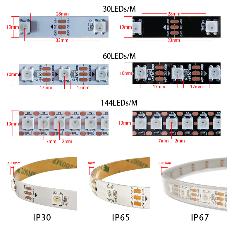 1M/5M WS2812B 30/60/144 Leds/M - Ws2812B Strip 5V บทวิจารณ์และราคา