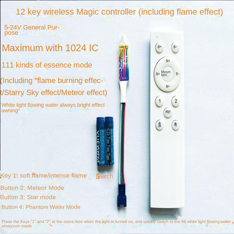 RF 12-key แฟนตาซีเปลวไฟ contro - Ws2812B Strip 5V บทวิจารณ์และราคา