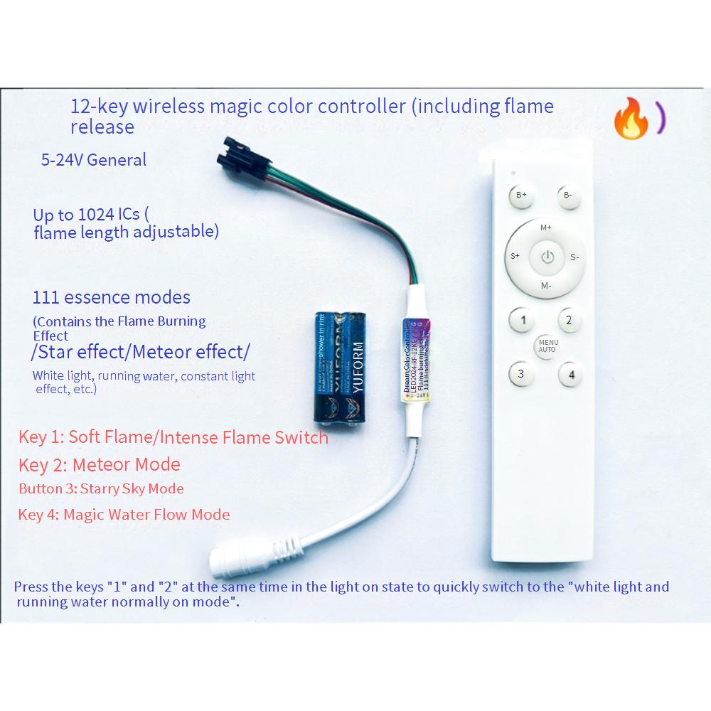RF 12-key แฟนตาซีเปลวไฟ contro - Ws2812B Strip 5V บทวิจารณ์และราคา